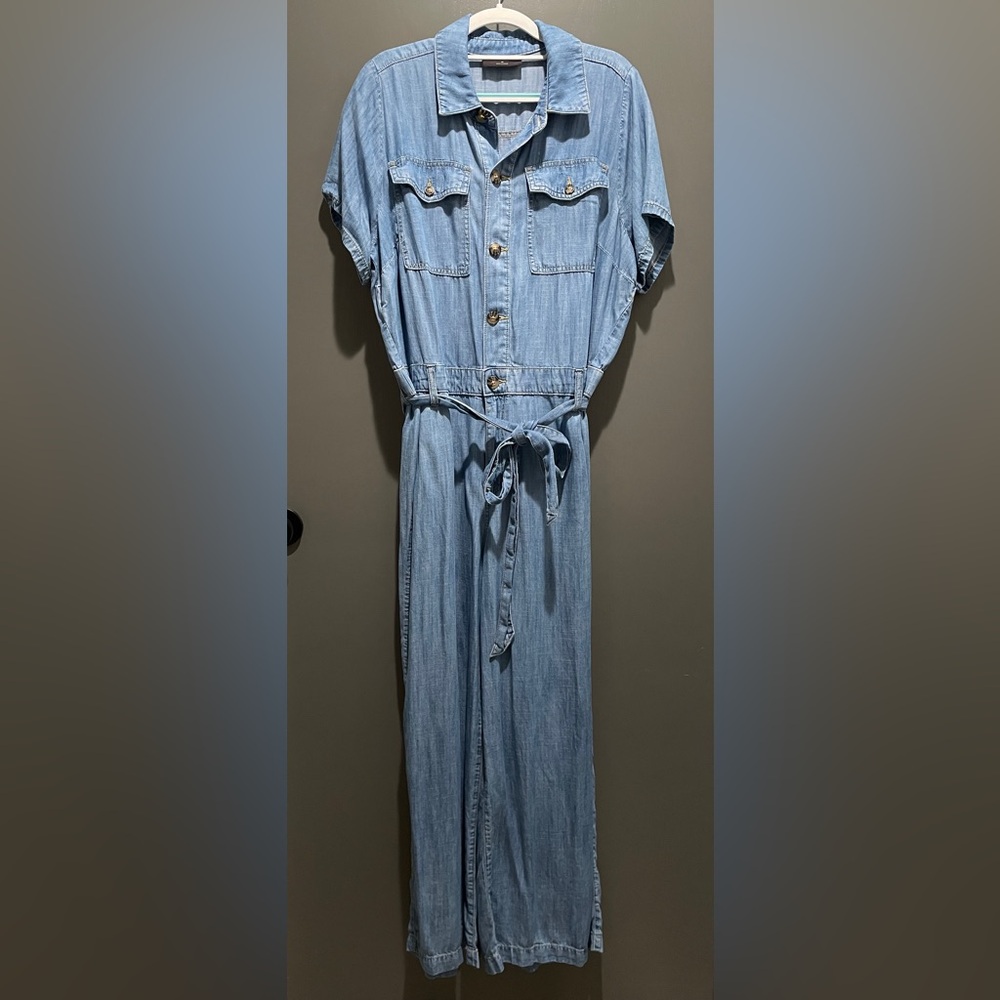 Lane Bryant Blue Denim Chambray Jumpsuit